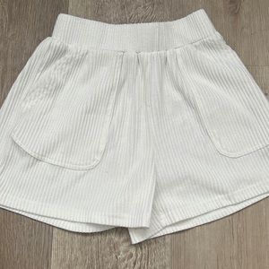 White ribbed lounge shorts